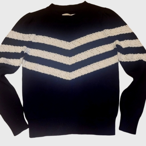 NEW! LOFT Cotton Nautical Varsity Striped Sweater Small. - Picture 2 of 8